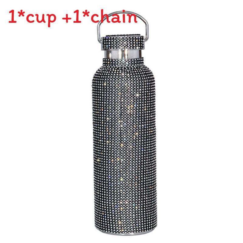 

Glitter Diamond Water Bottle Stainless Steel Thermal Bottle Refillable Water Cup 350ml