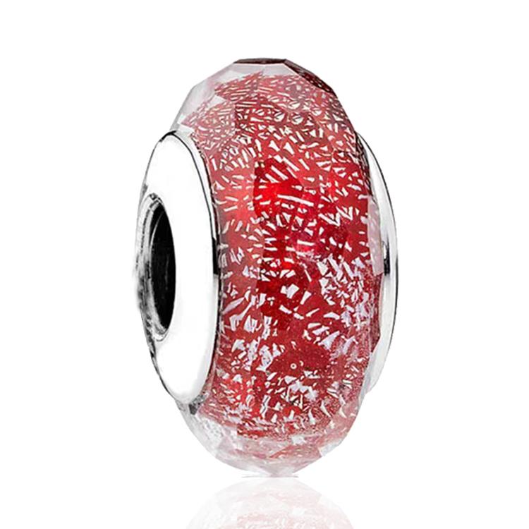 Brand New Authentic Original Copper Metal Flower and Leaf Cosmic Rainbow Charm Bead Component Murano Glass Bead Components Designed For Bracelet High