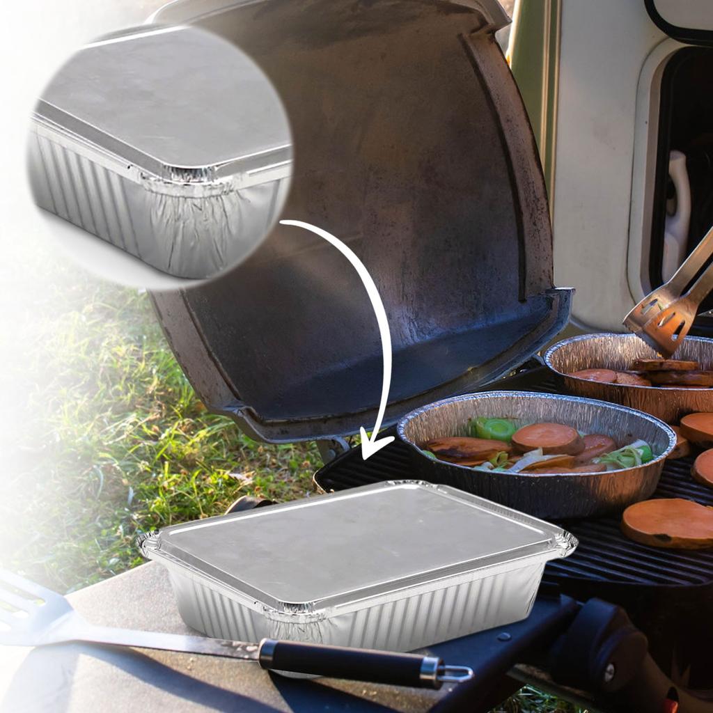 10pc Rectangular Tin Foil Bowl And Plate Tin Foil Aluminum Foil Insulation Lunch Box