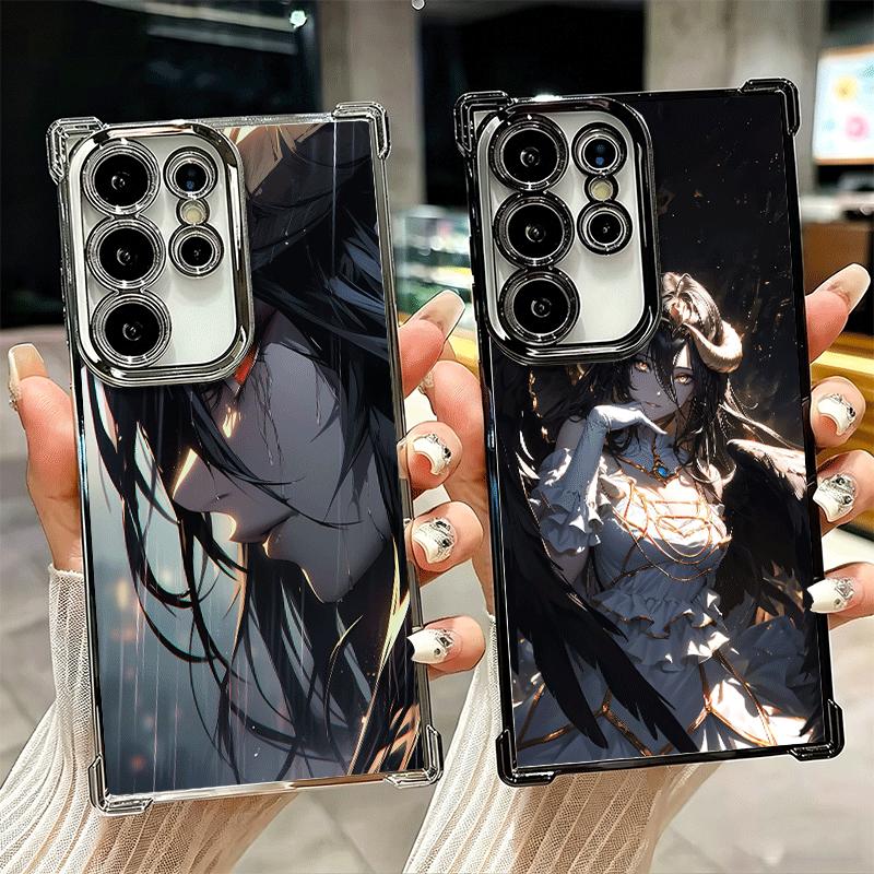 Albedo O-Overlords Anime Plating Phone Case For Samsung Galaxy S24 S25 FE S26 Edge S23 Ultra S22 S21 Plus S20 Anti-Fall Airabag