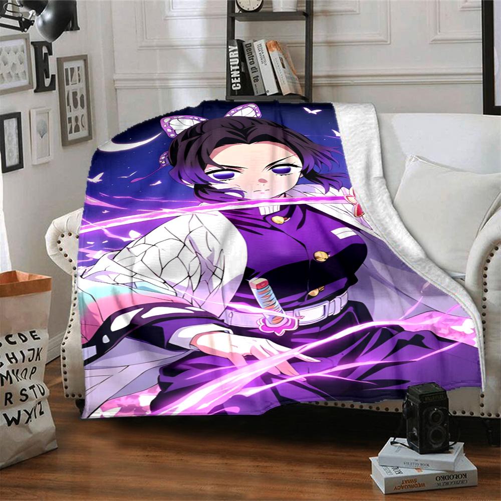 1pc Kochou Shinobu Blanket, Gift, for Men and Women, Soft Blanket, Good for Sofa Bed Couch Travel, Lightweight Flannel Blanket