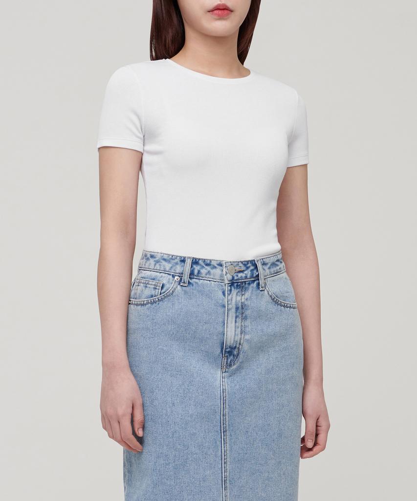MUSINSA STANDARD WOMAN Women'S Ribbed Slim Fit T-Shirt [White]