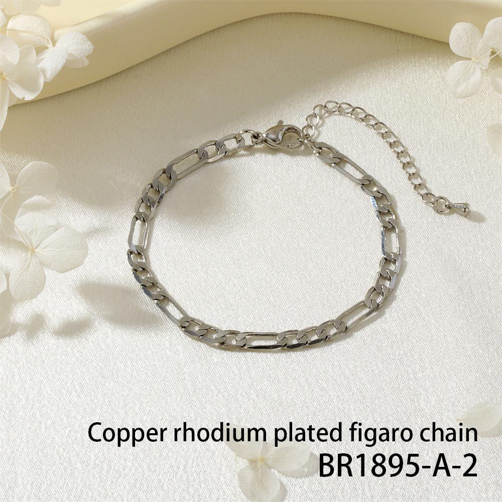 18K Gold-Plated Copper Modern Figaro Cuban Chain Hip Hop Bracelet - Versatile Daily Fashion