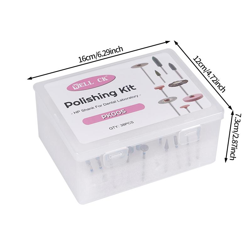 

38 шт./Набір Набір для полірування HP для зуботехнічної лабораторії Кераміка Порцеляна Шліфування Стоматологічний інструмент Алмазні бори Щітка Матеріал Інструменти для полірування зубів