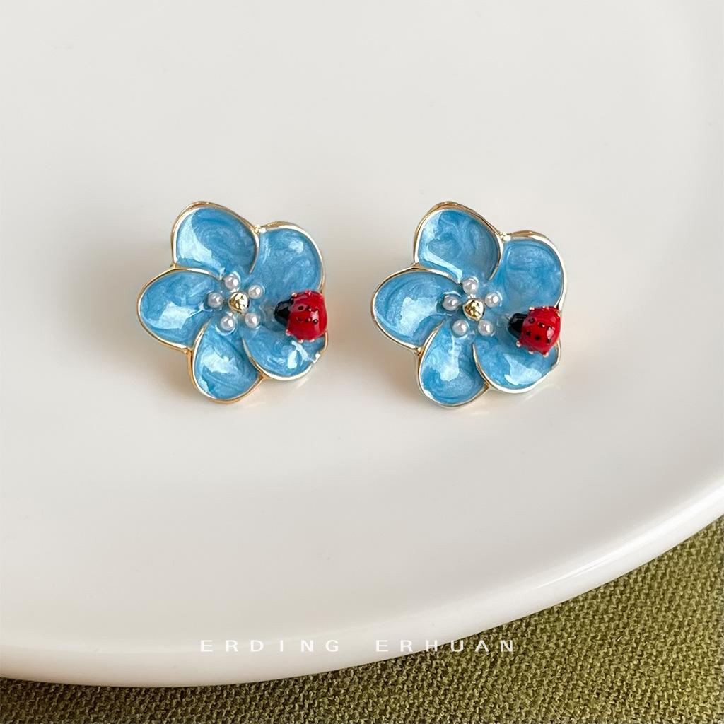 Свежие и сладкие ручной работы серьги-божьи коровки и цветы с глазурью, новые серьги, бижутерия