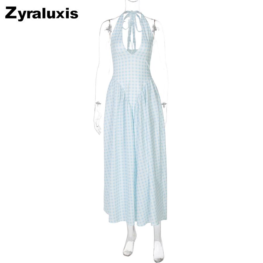 New Solid Color Sexy Deep V Hollow Out Suspender Dress Chic A-Line Skirt Midi Dress for Women
