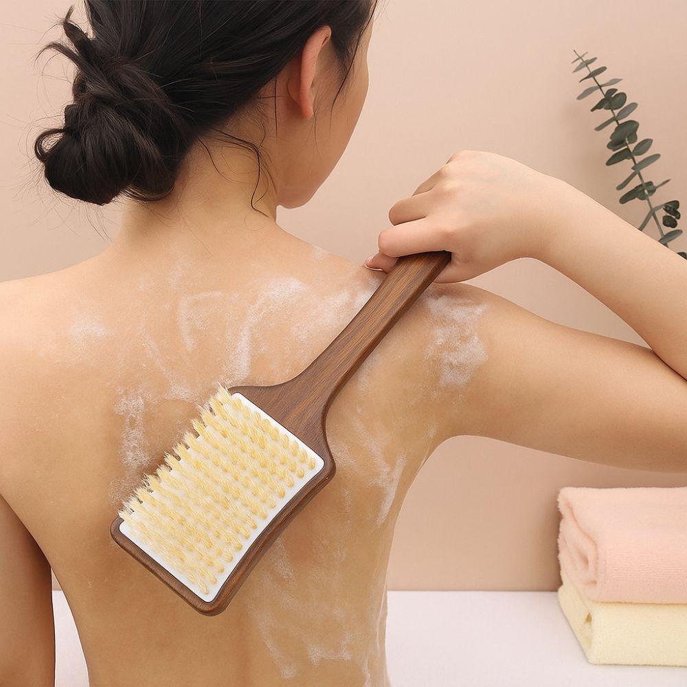 Ergonomic Long Handle Hair Brush Wood Bath Brush Scrubbing Brush Shower Back Scrub  Skin Cleanser