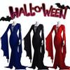 Trendy New Halloween Sexy V Neck Dress With Flare Sleeves Available In Red Black And Blue Sizes S To 5xl For A Chic Retro Look