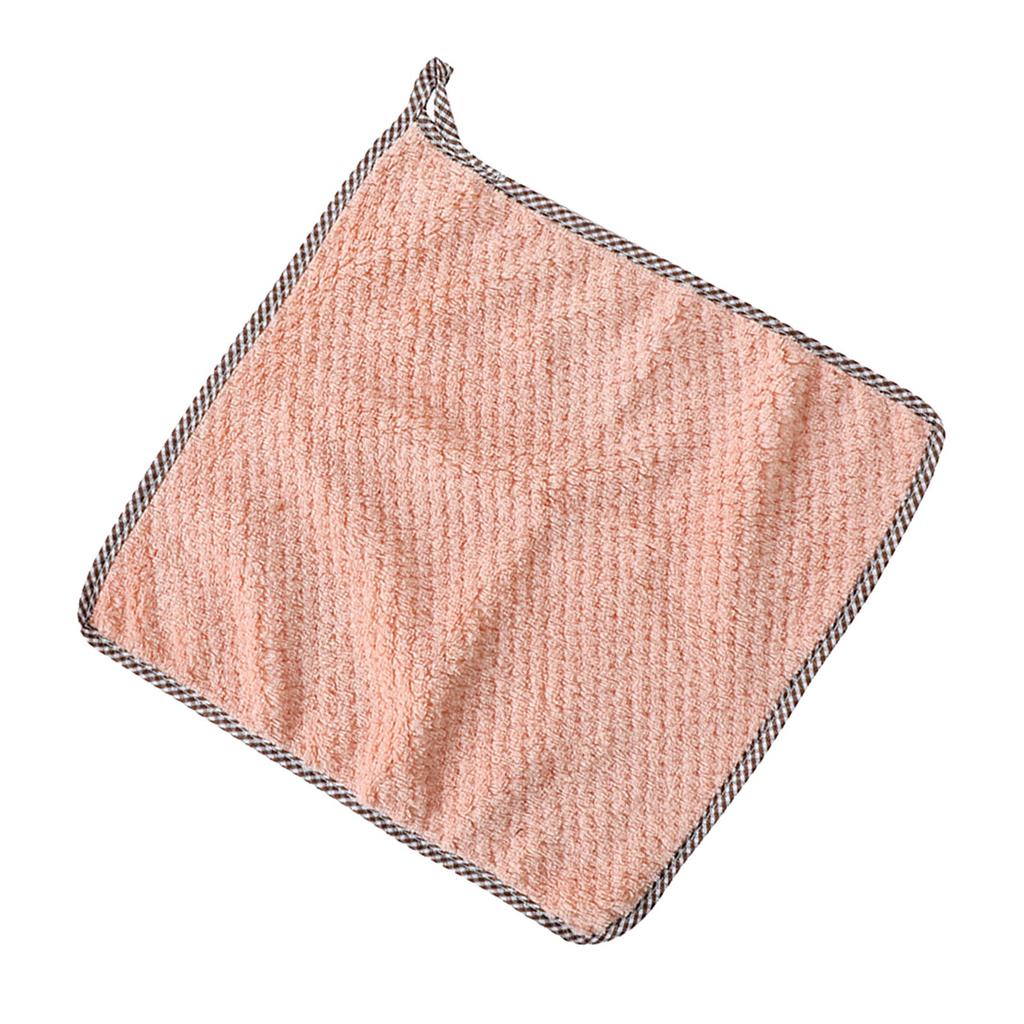 Kitchen Cleaning Dish Cloth with Hanging Loop Coral Fleece Absorbent Soft Hand Towel for Household Kitchen Bathroom