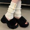 Women's Open Toe Platform Slide Sandals Chunky Heel Summer Fur Flip Flops Fashion Height Increasing Casual Shoes Pantuflas Mujer
