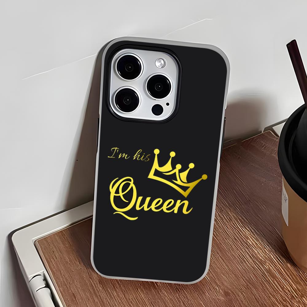 KING Queen Crown Letter Phone Case For IPhone 17 Air 16 E 15 14 Plus 13 12 11 Pro Max Jelly 2 In 1 Protective Case