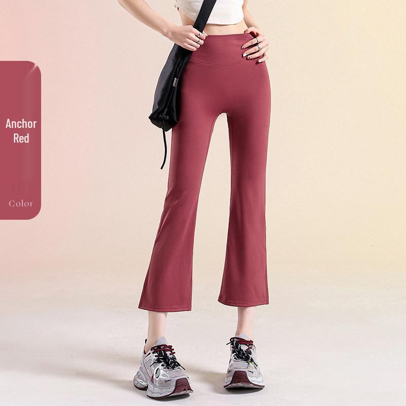 Women's Micro Flare Shark Pants: New 2026 Style - High-Waisted, Butt-Lifting, Abdomen-Tightening, Versatile, Loose Fit, Seven-Point Fitness Outerwear.