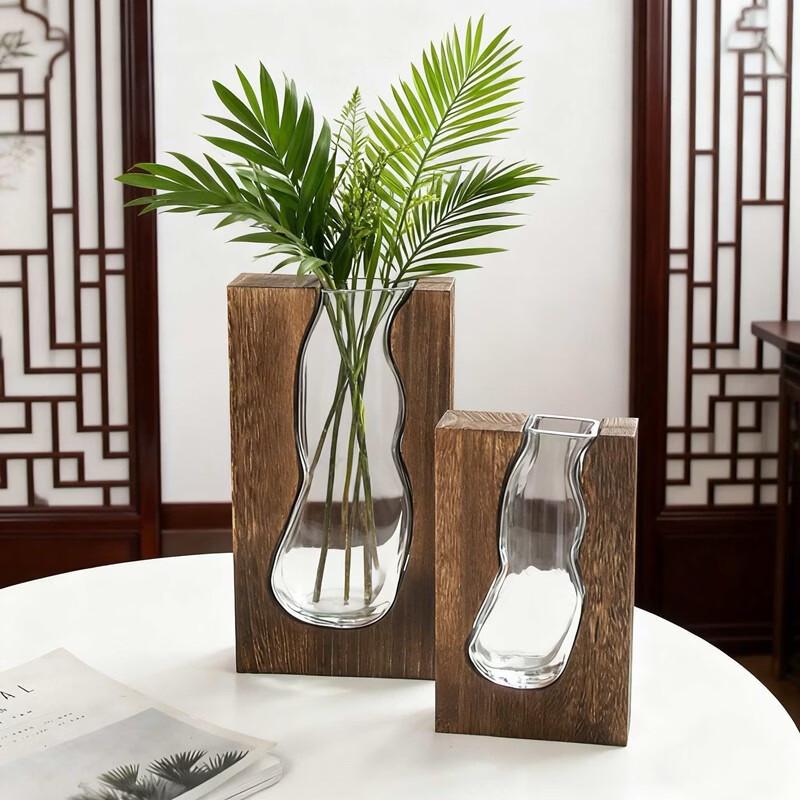 Nordische massive Holz-Glas-Vase
