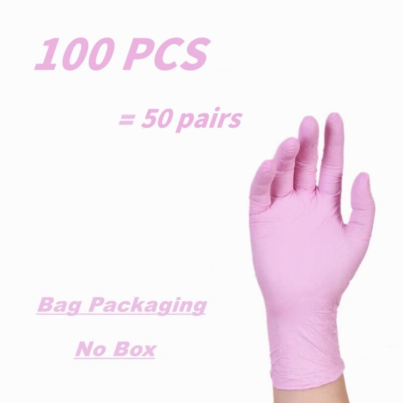 20/50/100PCS Pink Nitrile Gloves Disposable Latex Powder Free Gloves for Household Cleaning Beauty Salon Working Kitchen Gloves