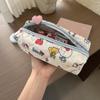 Blue L T Cute Canvas Pencil Bag Stationery Bag High Value Large Capacity Zipper Storage Bag