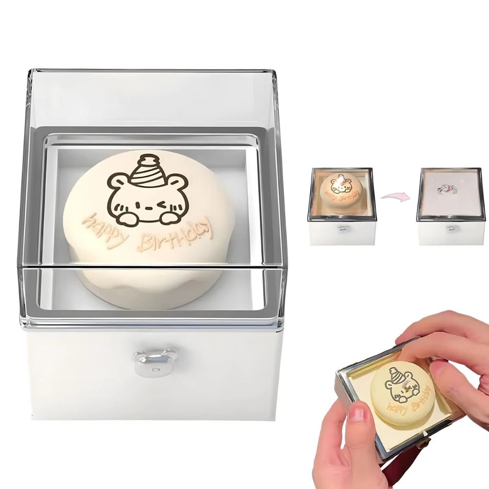 Automatic Flip Bear Flip Ring Boxs Spinning Design Mini Cake Surprise Rotating Box Anniversary