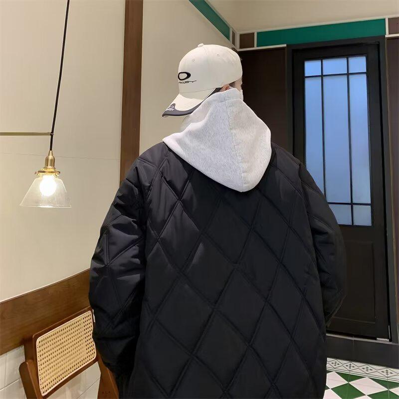 Men's Korean-Style 2025 Winter Jacket: Trendy Cotton with Diamond Quilting - Warm and Casual.