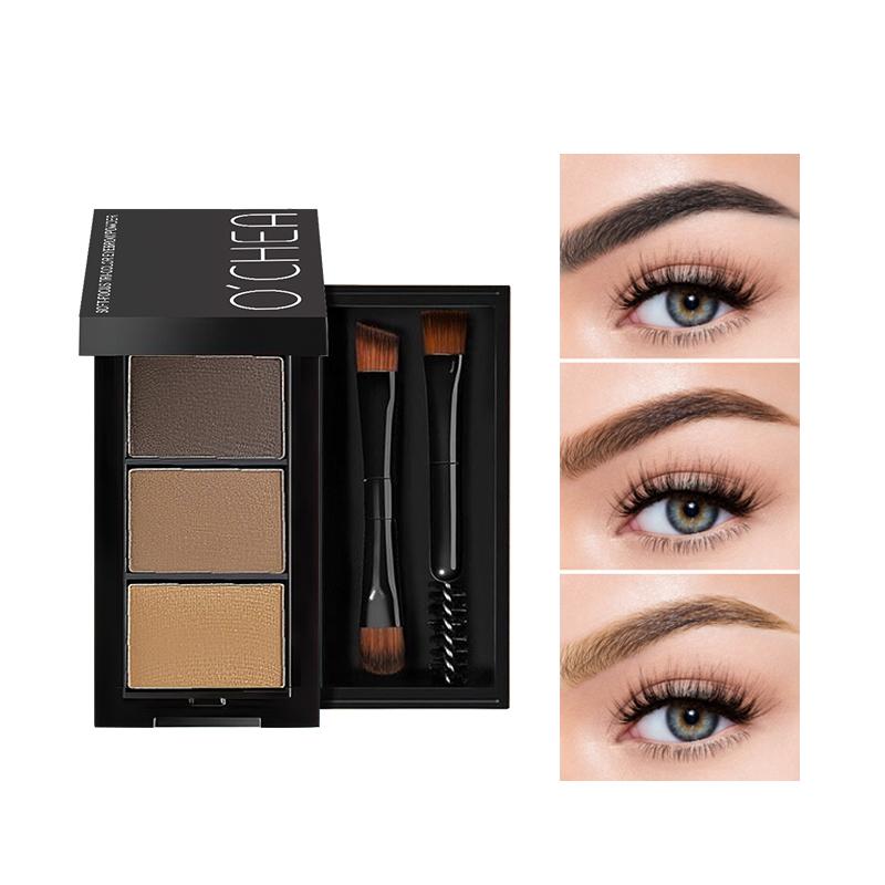 

Ocheal 3Color Eyebrow Powder Black Brown Lift Eyebrow Professional Waterproof Cosmetic Eye Shadow Palette with Brush