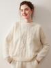 Women's Super Thick Cashmere Sweater: Round Neck, Soft, Fluffy, Loose Fit, Versatile Cable Knit for Autumn/Winter.