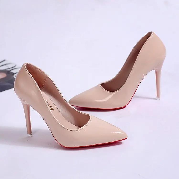 Women Shoes Red High Heels Sexy Pointed Toe Pumps Wedding Dress Shoes Nude Black Color Red Rubber Bottom High Heels