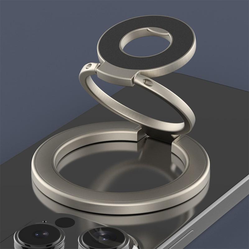Magnetic Magsafe Phone Holder: Double Ring Stand with Strong Grip for Desktop & Finger Use