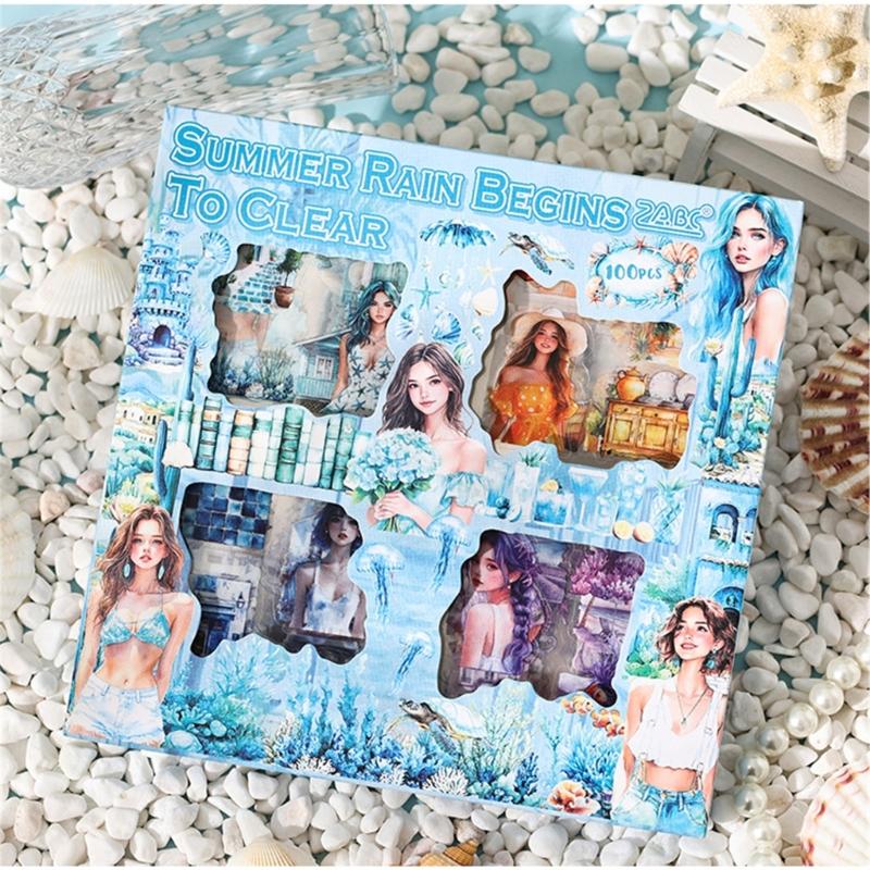 Seasonal Flower PET Sticker Aesthetic Sticker for Scrapbooking Notebook Journal Water Bottle Laptop Skateboard Packaging