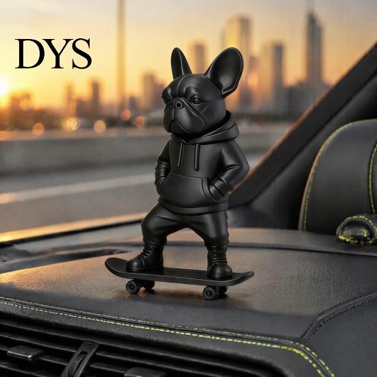 Durable PLA Dog Sculpture 3D Printed Skateboard Bulldog Statue, French Figurine Ornament, Unique Gift for Enthusiasts Hooded Sweatshirt Home