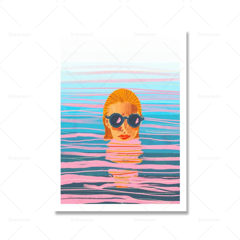 Minimalist Swimming Posters Abstract Diving Canvas Painting Prints Sunset Wall Art Pictures For Living Room Decor