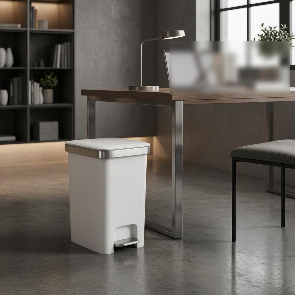 Foot Pedal Trash Can Hands Step Fitted Lid Refuse Container