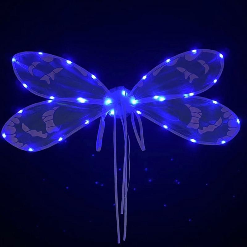 Dress Up Cicada Wing Light Up Dragonflies Wing Halloween Costume Wing LED Elves Wing Princess Wing for Women Girls Teens