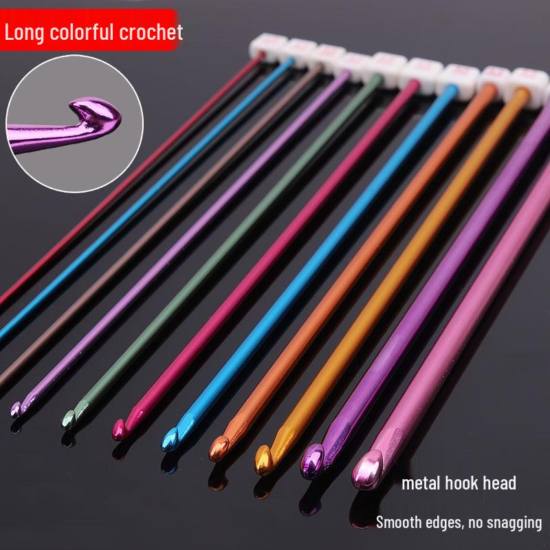 Colorful Handcrafted Wool Scarf Sweater with Anodized Aluminum Knitting Needles and DIY Afghan Crochet Tools