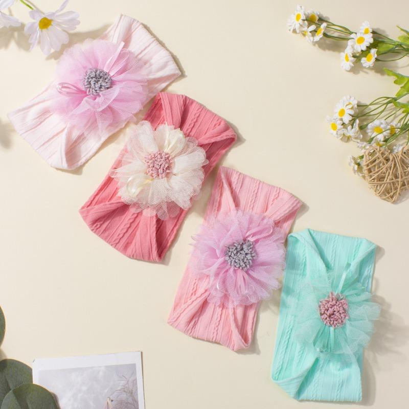 Hot-selling new baby headband cute mesh flower baby jacquard headscarf comfortable children's jewelry