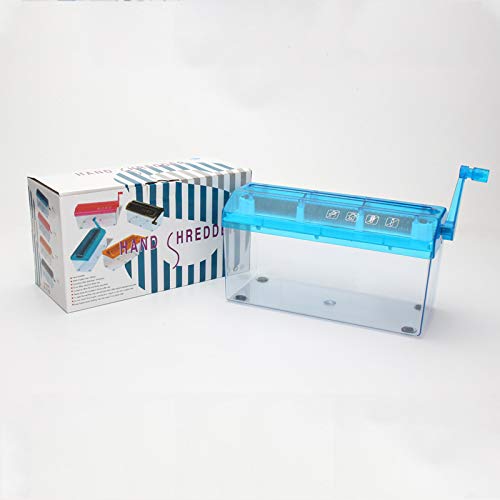 Mini Manual Hand Shredder for Home Use, Desktop, Compact, Lightweight, Quiet, A4 Compatible (Blue)