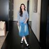 Original Quality Niche Color Block Fake Two-Piece Cashmere Cardigan - Early Autumn Slimming V-Neck Long Sleeve Top