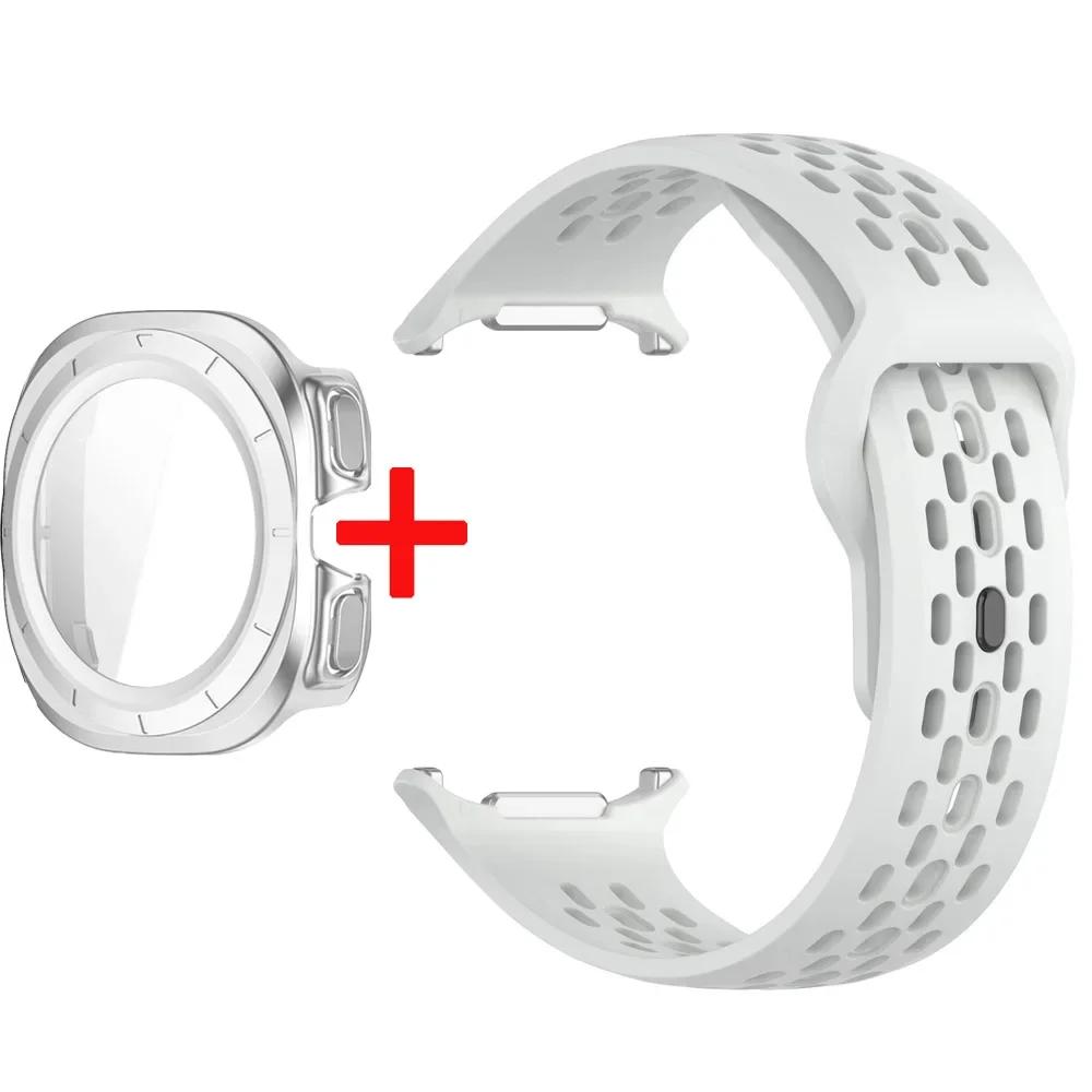 Silicone Strap+Case For Samsung Galaxy Watch Ultra 47 Sport Watchband Bracelet for Galaxy Watch Ultra Tempered Glass Cover Band