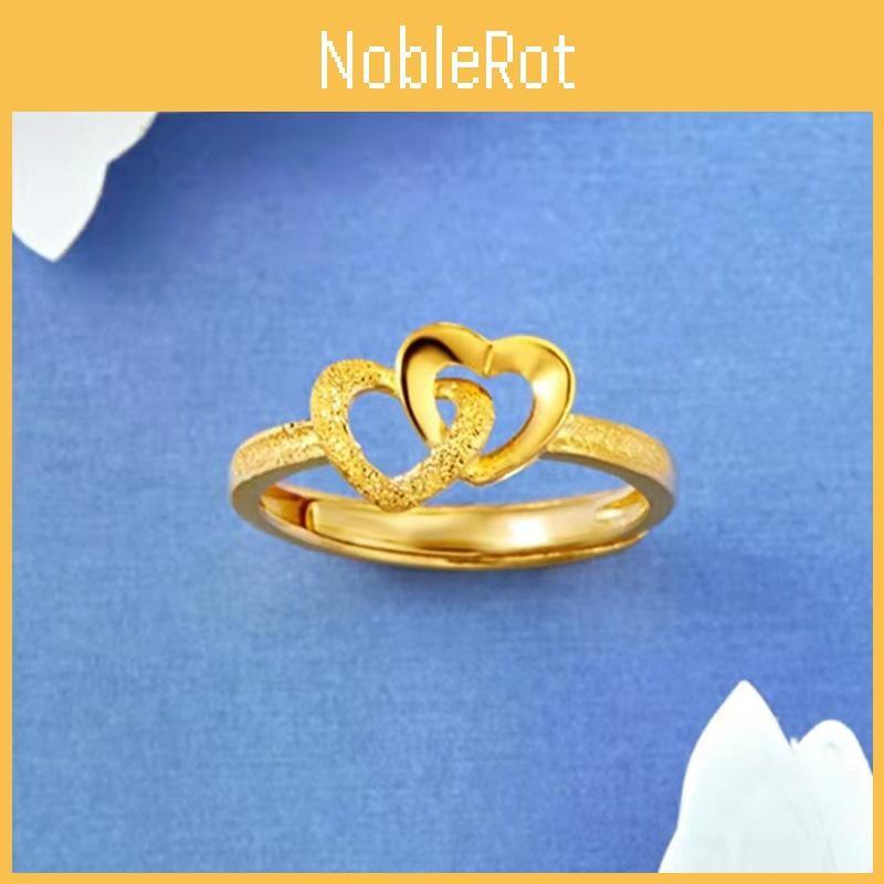 Heart Fashionable Goldplated Ring With Adjustable Fit Captivating Double Heart Design For Women