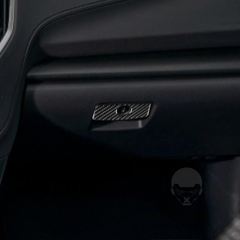 Real Carbon Fiber Car Accessories Glove Storage Handle Panel Cover Soft Sticker For Subaru Impreza 2017- Crosstrek 2018-