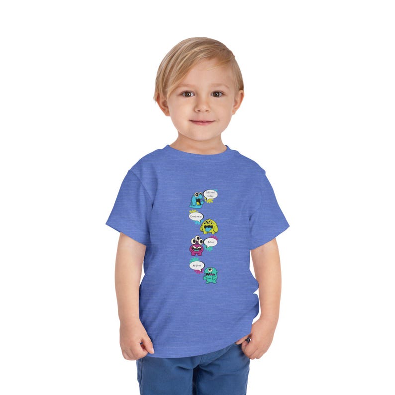 Toddler Tee – Playful Monsters Speech Bubbles, Soft Cotton Shirt 140