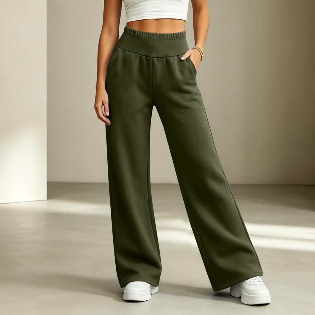 Pantaloni della tuta da donna casual colorati, vestibilità ampia, gamba larga, con elastico in vita