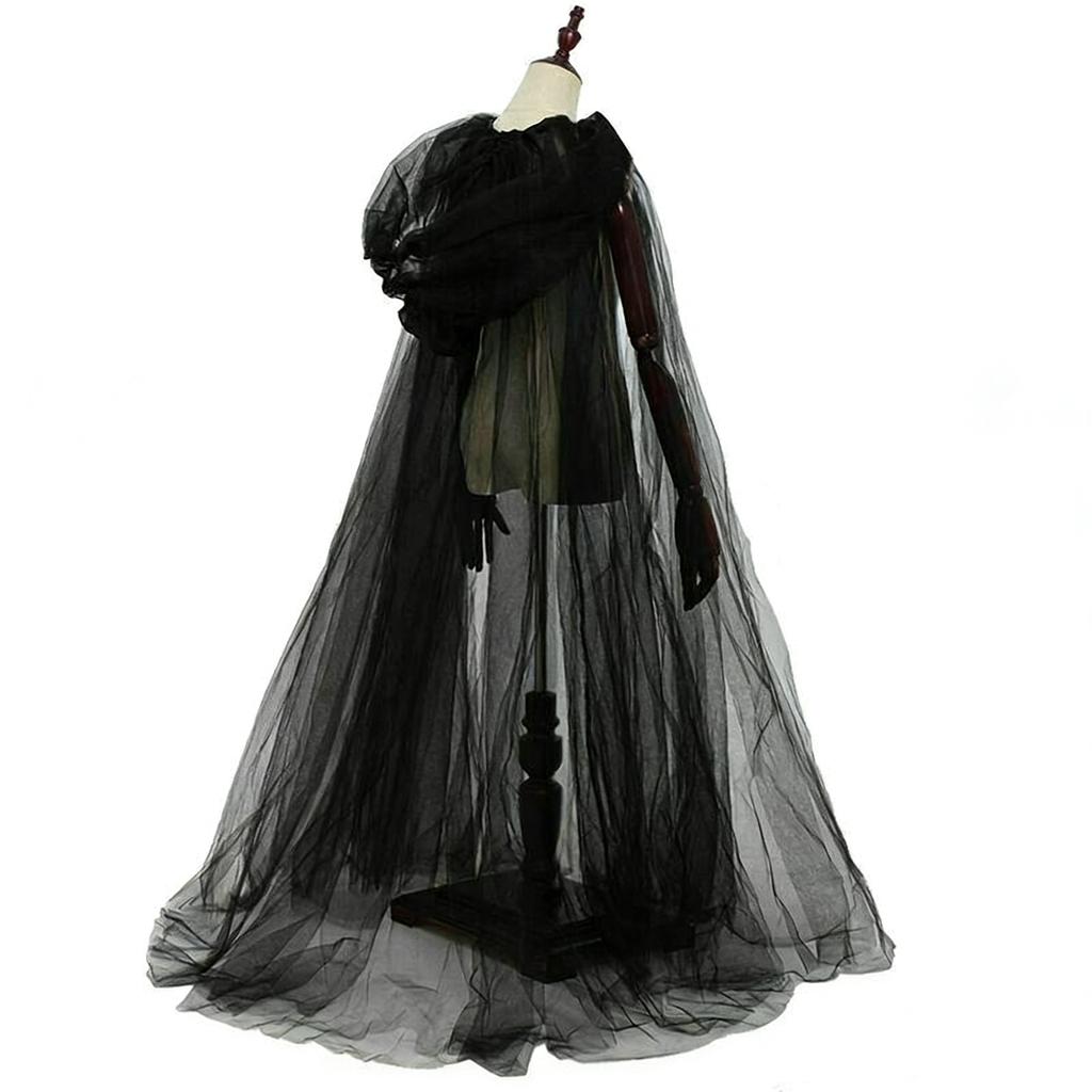 Black Bridal Shawl Witch Cosplay Cloak Halloween Cape Game Party Costume Props Holiday Dress Up Vampire Costume
