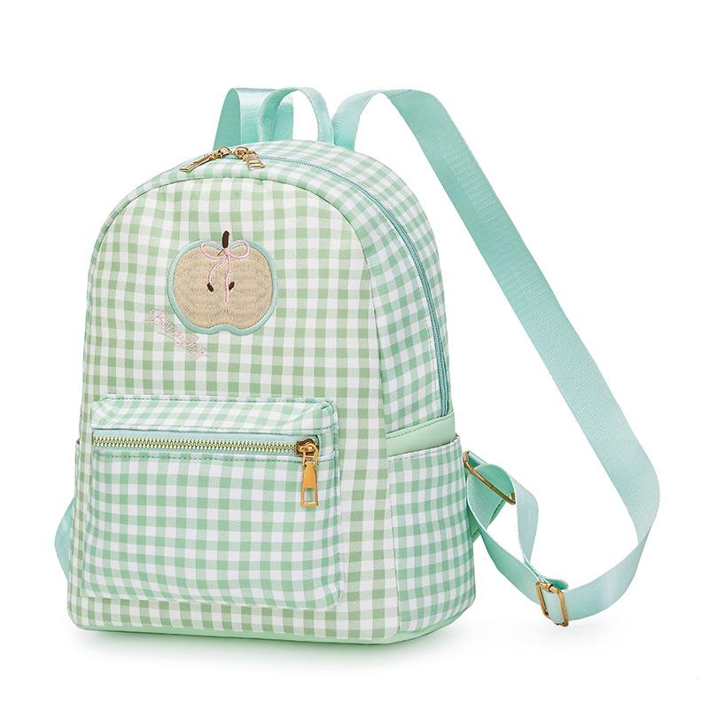 Zaino estivo nuovo a quadri verde mela fresco zaino per bambina carina borsa zaino versatile grande capacità borsa per studenti