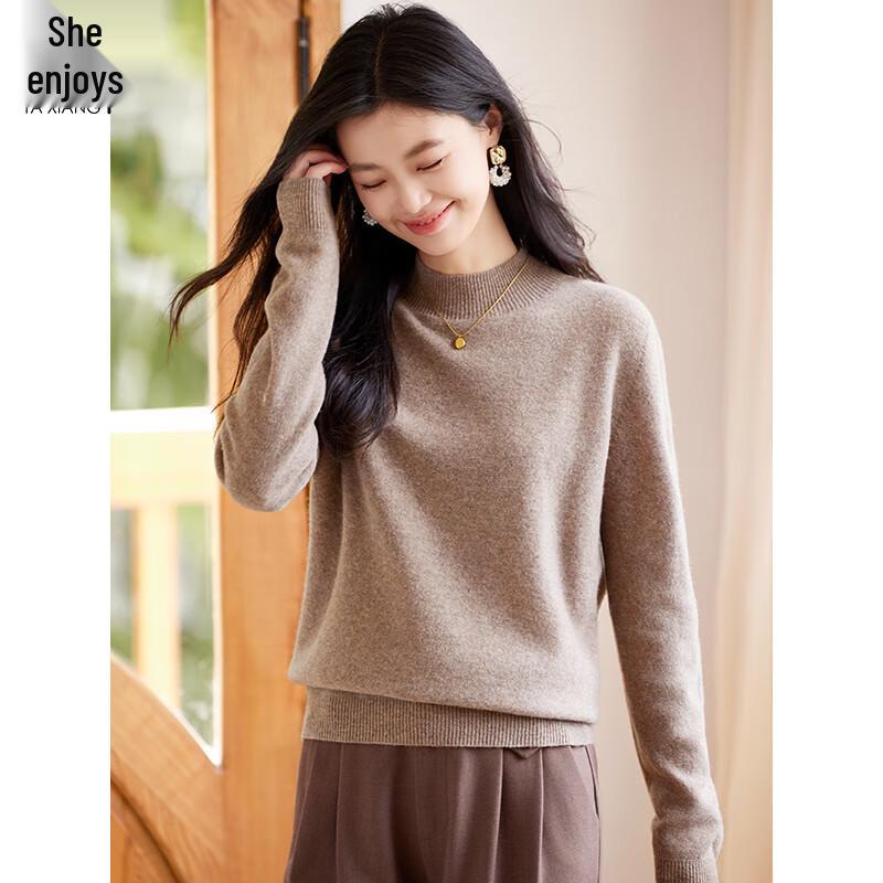 Women's 100% Pure Wool Semi-Turtleneck Thermal Sweater