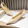 French high heels women's small 2025 spring and summer new thick heel pointed head shallow mouth soft sole professional work shoes