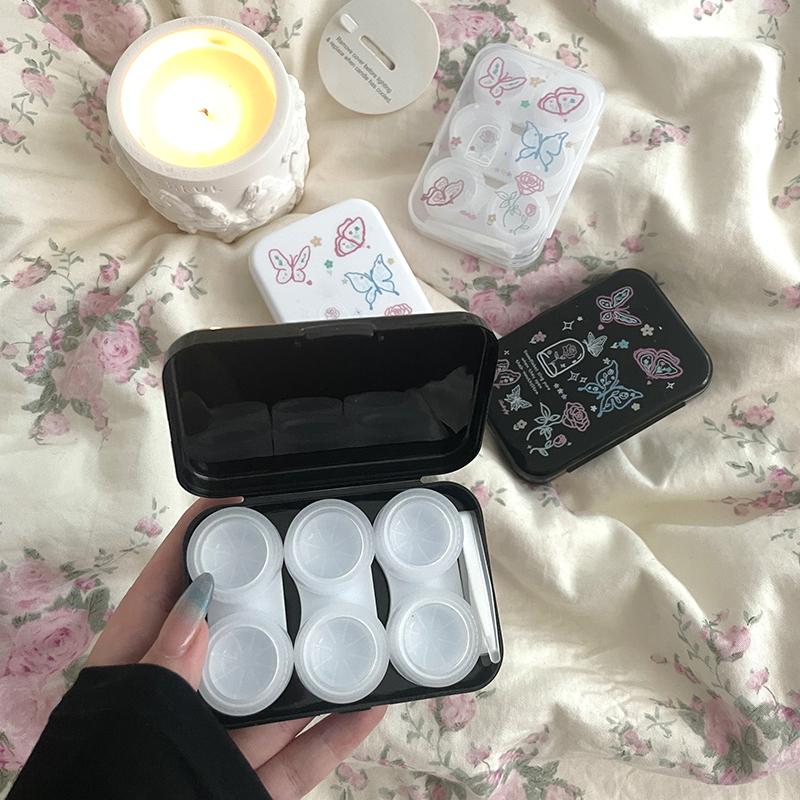 3Pair Sweet Butterfly Contact Lenses Care Box Portable Contact Lens Storage Case Girls Beauty Pupil Container Travel Kit