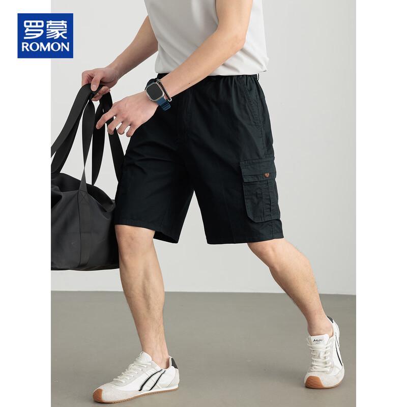 ROMON Men's 100% Cotton Loose Cargo Shorts