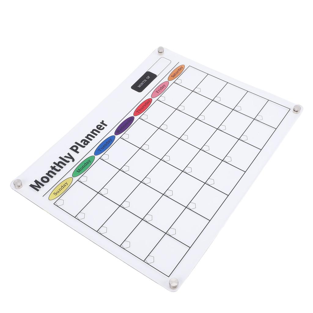 Dry Erase Calendar Transparent Acrylic Magnetic Monthly Planning Board for Fridge Kitchen