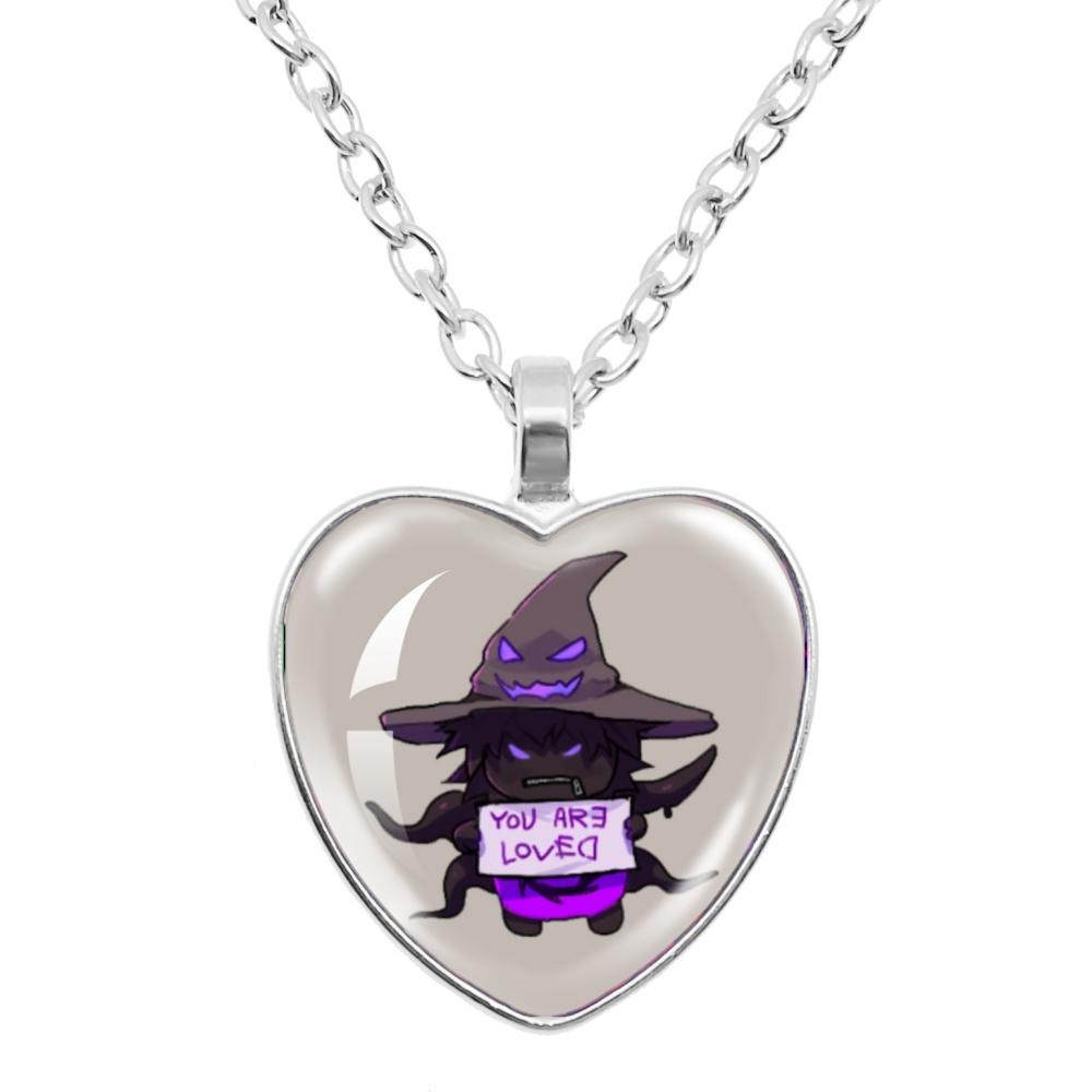 Game Forsaken Azure Anime Azure x Two Time Fanart Funny MeMe Glass Heart Shape Pendant Necklace Jewelry Charm Collect Gift