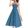 Summer Women's French First Love Style Slimming High Waist A-Line Dress Elegant Solid Color