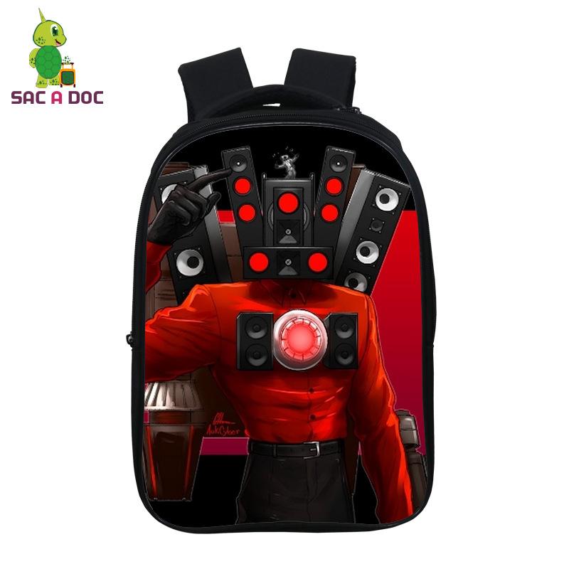 Skibidi Toilet Toilette Mann Schultasche 3D Vollfarbdruck Rucksack