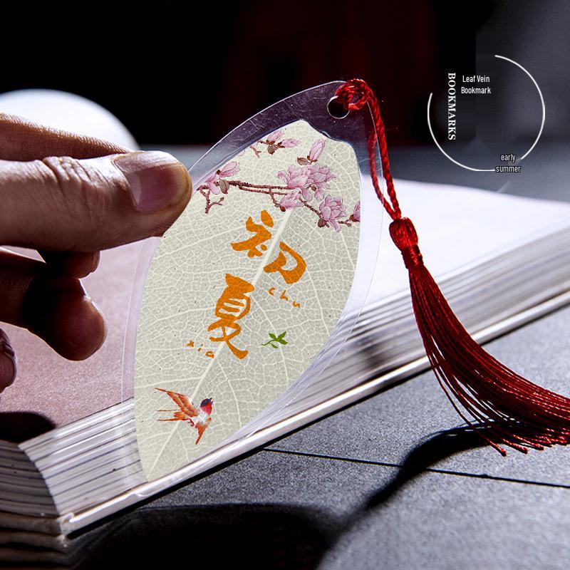 Leaf Vein Bookmark Set: Chinese Style for All Seasons – Creative Cultural Gift for Students
